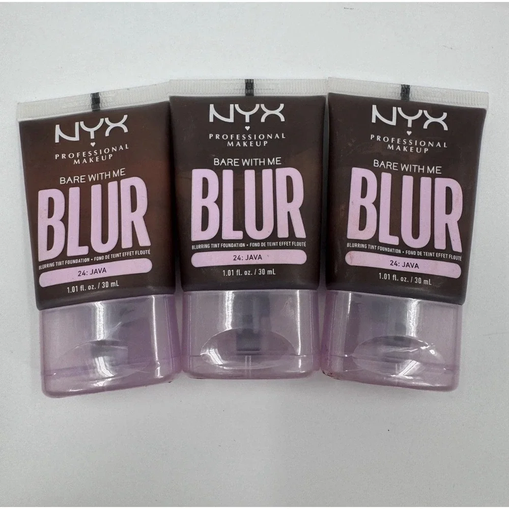 Lot of 3 NYX Bare‎ With Me Blur Blurring Tint Foundation 24 Java 1.01oz Each NEW